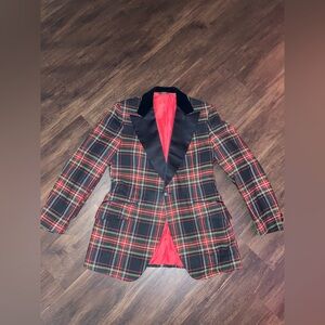 Palm beach vintage red and black Plaid Blazer size 42L